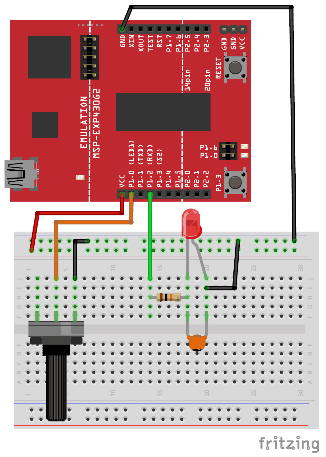 Pulse Width Modulation (PWM) Using MSP430G2: Controlling Brightness Of LED